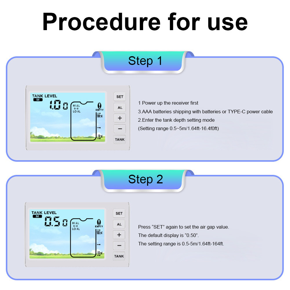 Ultrasonic Water Tank Liquid Level Meter with Temperature Sensor Time ...