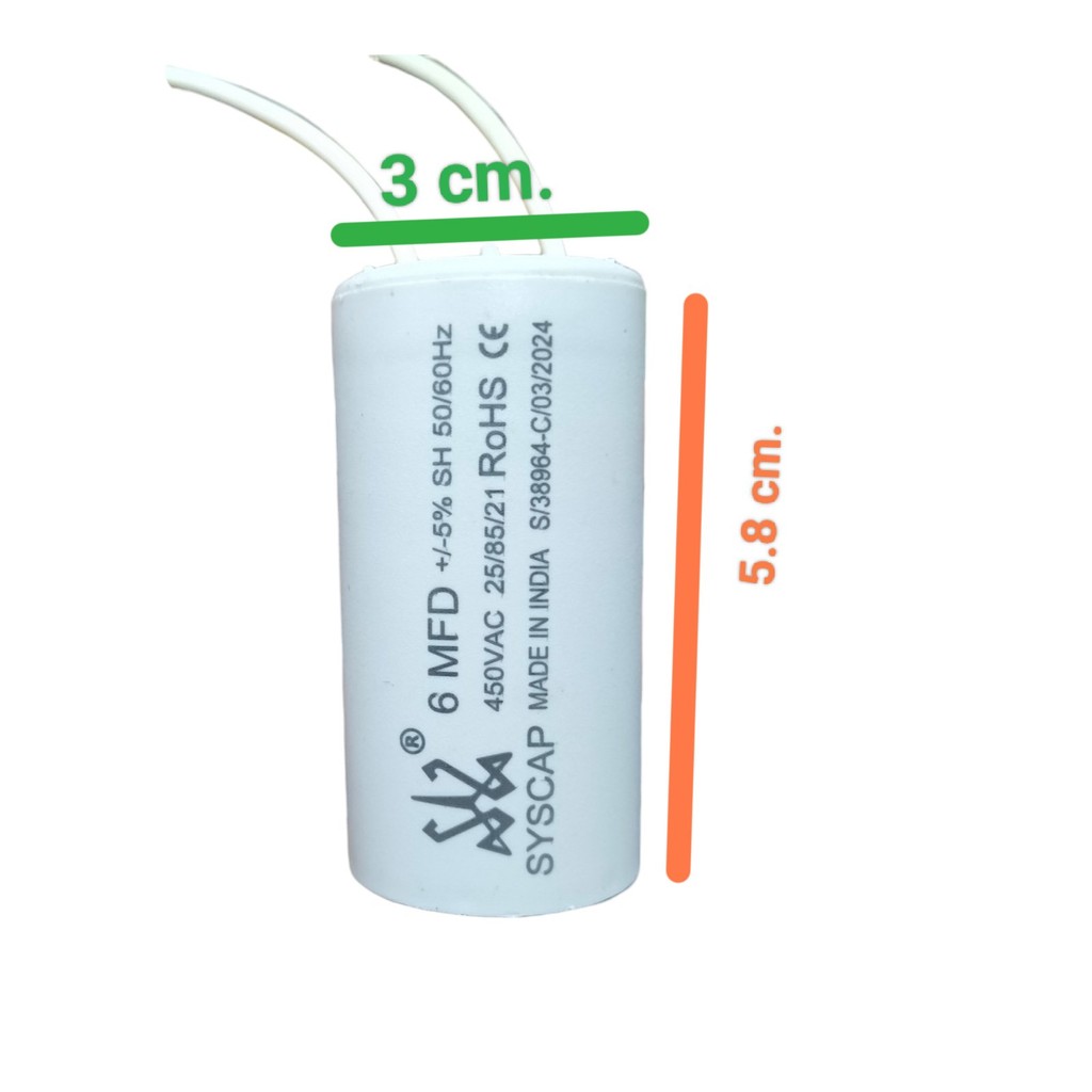 Syscap Motor Run Capacitor 6 MFD 450VAC - SYSCAP-6MFD-450V | Shopee ...