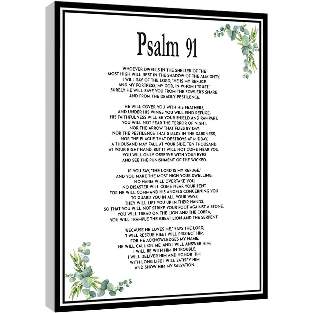 Popular Poster Psalm 91 Bible Verse Wall Art Christian Gift Greenery ...