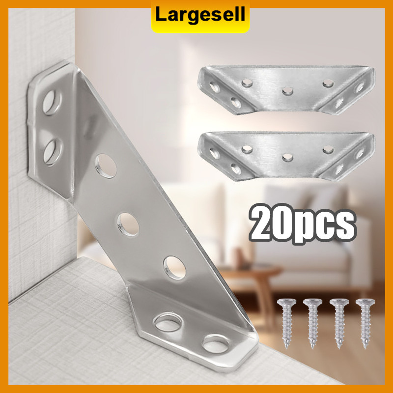 20Pcs Furniture Corner Support Bracket Stainless Table Chair Cabinet ...