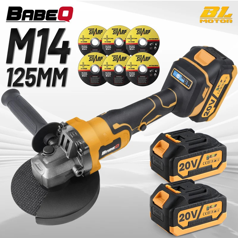 21V Electric Angle Ginder M14 125mm Cordless Brushless Angle Grinder ...