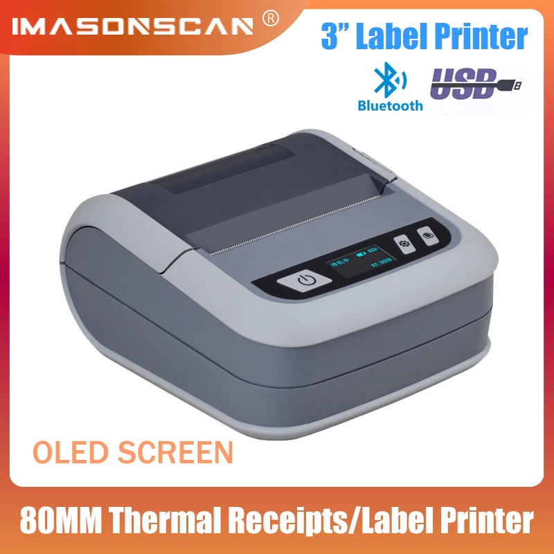 80mm Thermal Label Receipt Printer POS Printer USB Bluetooth Android ...