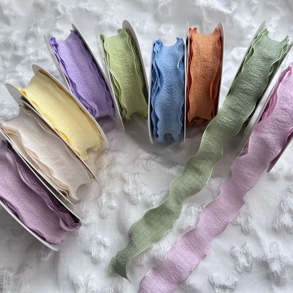 2.5cm Linen Fishtail Yarn Ribbon Floral Packaging Ribbon Ruffled Floral ...