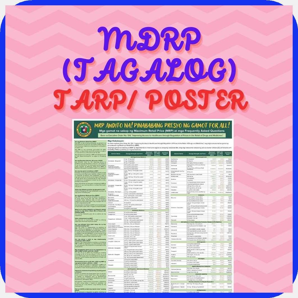 MDRP'w.(Maximum@CE@Drug@iN@GD@A@H@r@A Retail Price) for Pharmacy Tarp ...