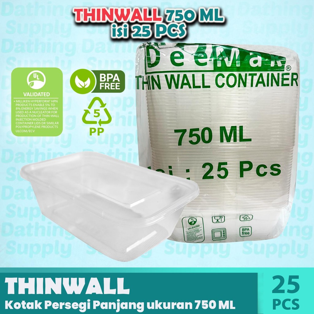 Thinwall Rectangle / Rectangle Size 750ml Contains 25 Pcs | Shopee ...