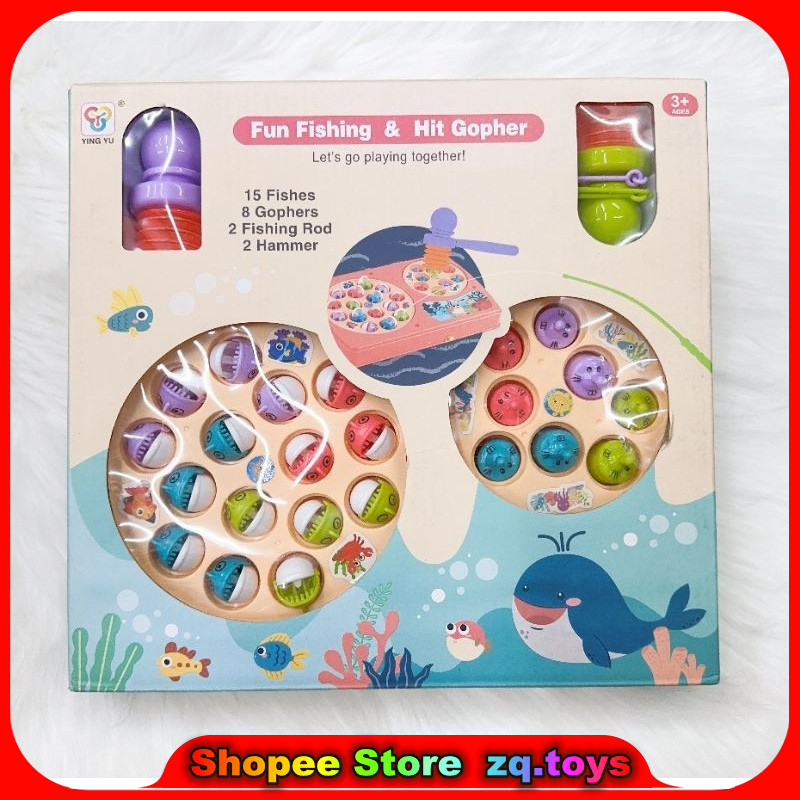 1Box/Children happy game fishing toy elastic rotating magnetic fishing ...
