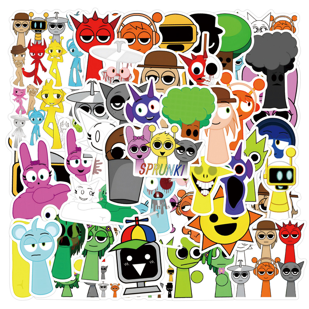 DIY Toy 216pcs Sprunki Stickers Waterproof Raddy/Oren/Pinki/Brud ...