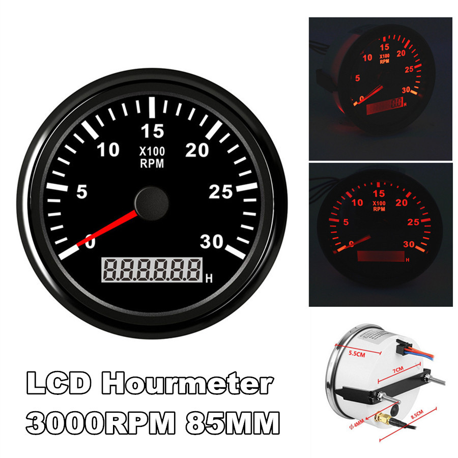 Mm Lcd Digital Tachometer Rpm With Hourmeter Truck Car Boat