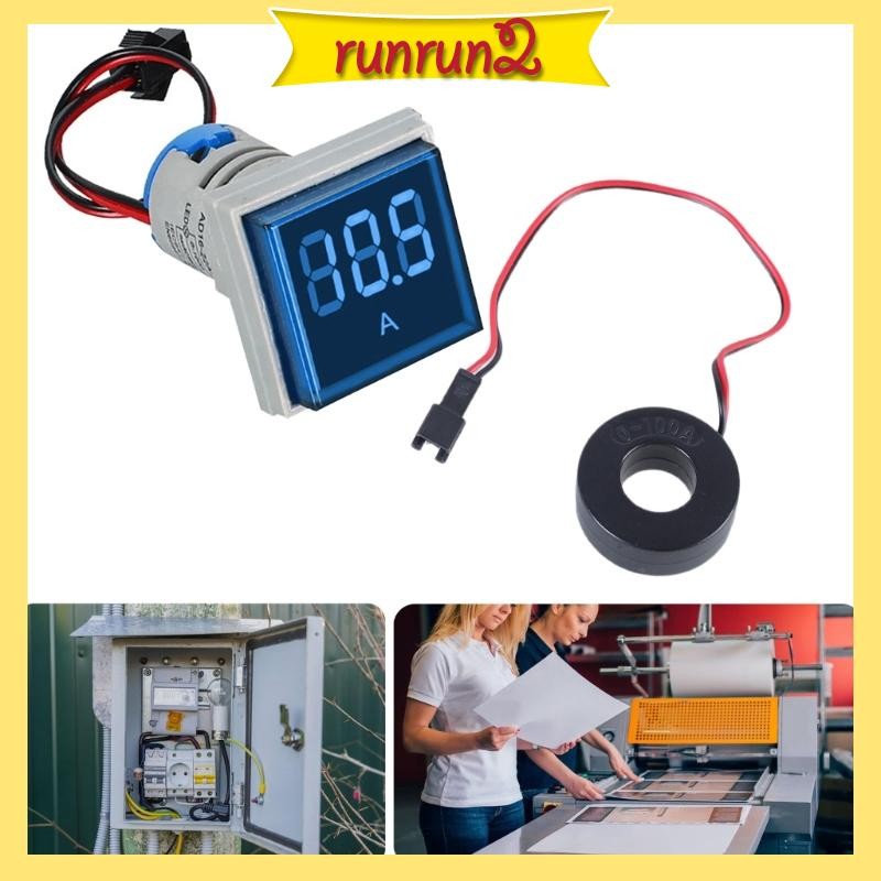 RUN Digital Ammeter AC100A Current Meter Square Head LED Backlit Screen ...