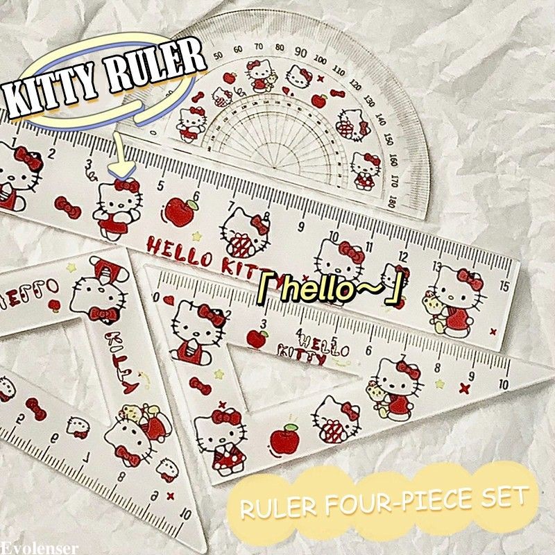 【QXJ】Set of 4 Sanrio Acrylic rulers, creative girl-shaped triangle ...