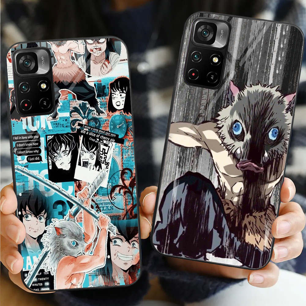 Demon Slayer Inosuke Hashibira Glass Phone Case For Xiaomi POCO F3 F4 ...