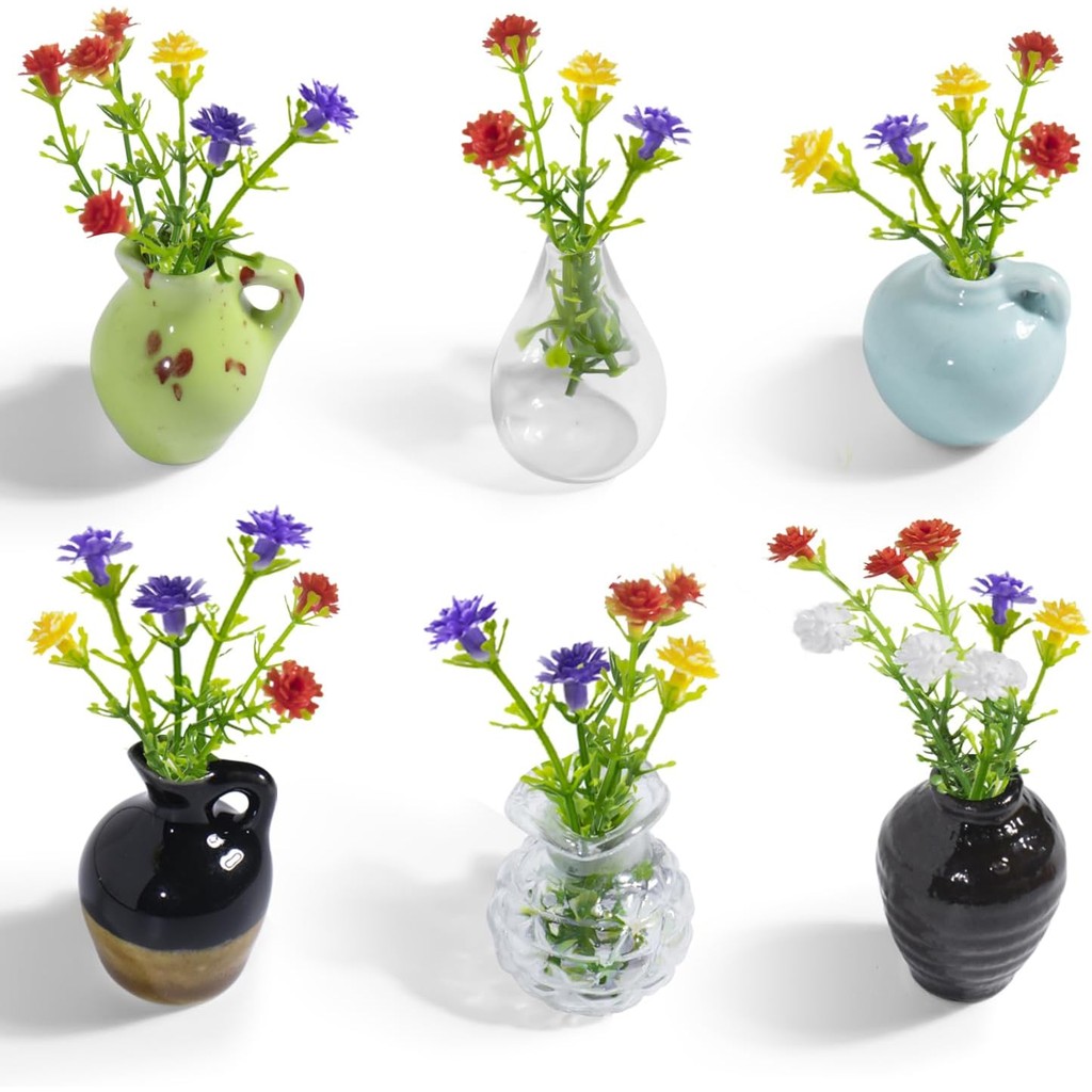 8-teiliges Mini Vase Magnete Set - Süße 3D Harz Blumenvasen Für Kühlschrank