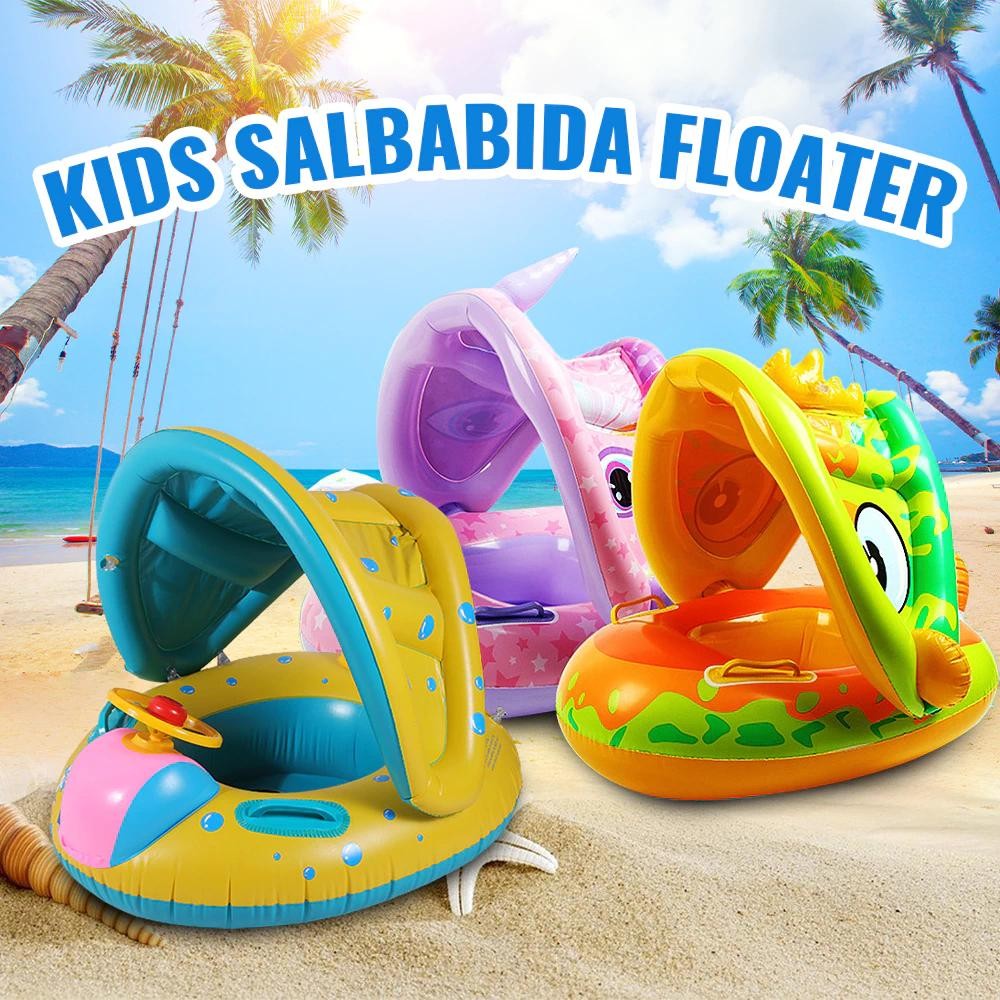 Dinosaur Inflatable Baby Swimming Boat with Sunshade Cartoon Pool ...