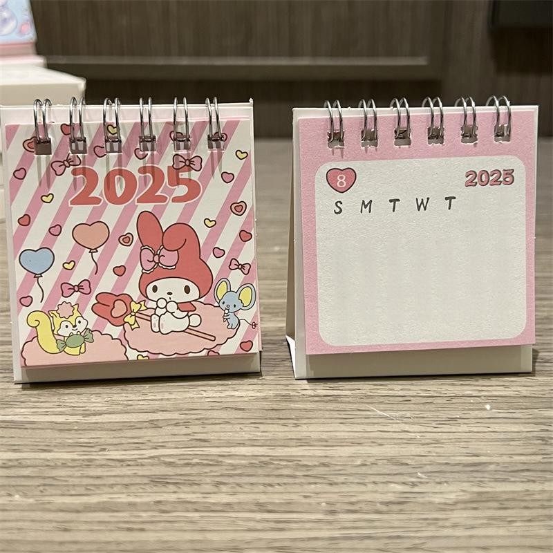 desk calendar 2025 edition, cute cartoon design, high color value
