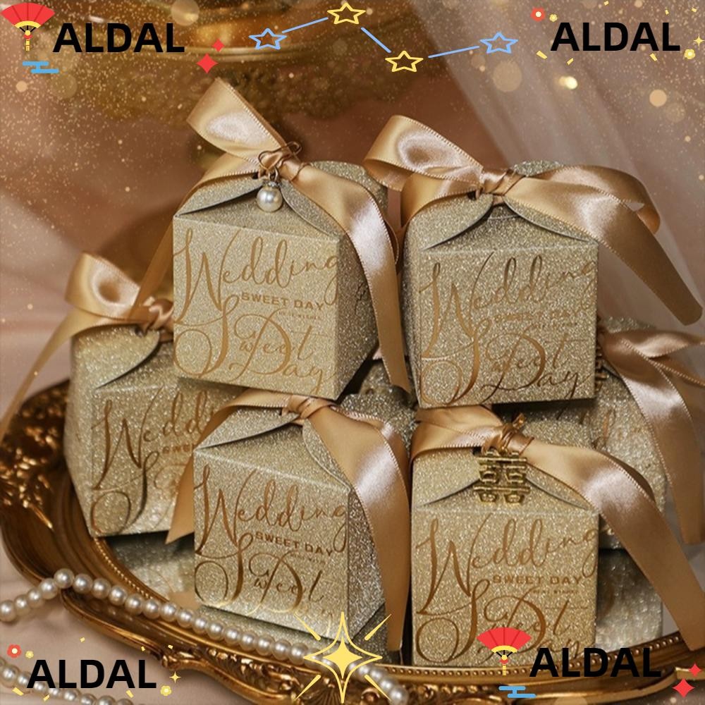 ALDAL 20PCS Chocolate Candy Boxes, Paper With Pearl Ribbon Bow Wedding ...