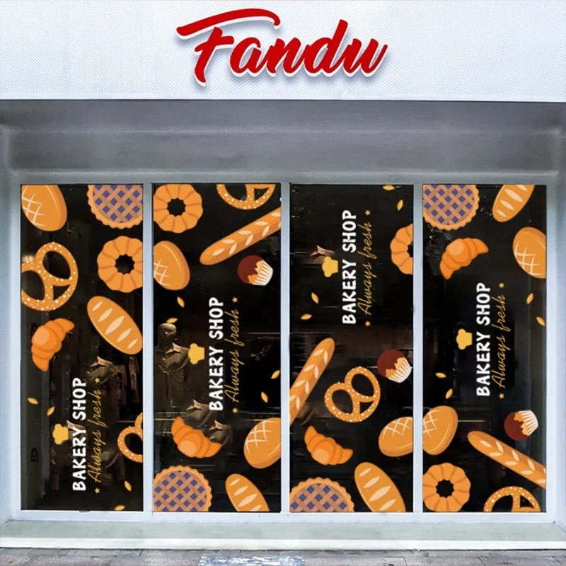 Bread Bakery Shop Glass Door Stickers Dessert Cake Shop Creative Window ...
