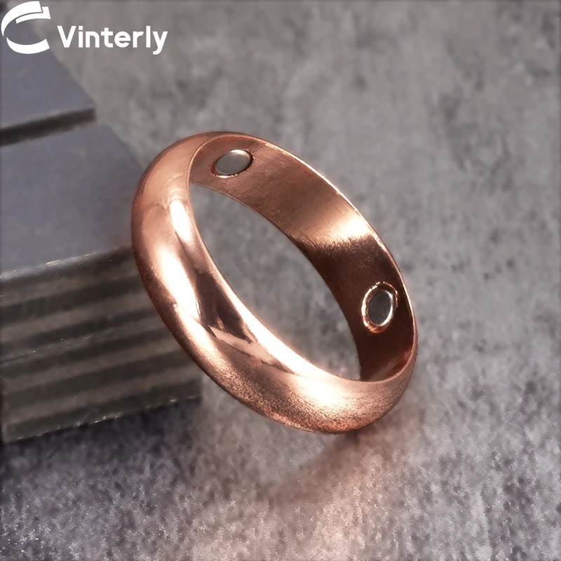Vinterly Pure Copper Magnetic Rings for Women Men 6mm Health Energy ...