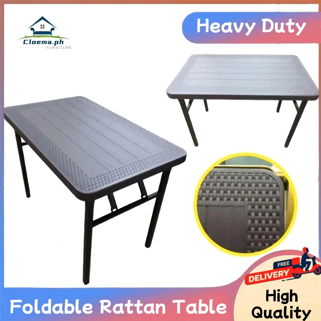 Foldable Plastic Rattan Table Dining Table Office Desk Computer Desk ...