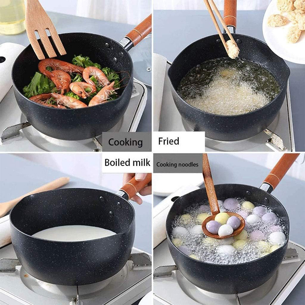 ♚WM♚ Nonstick Medical Stone pot 16/18/20/22CM Milk Cooking Pot with Lid ...