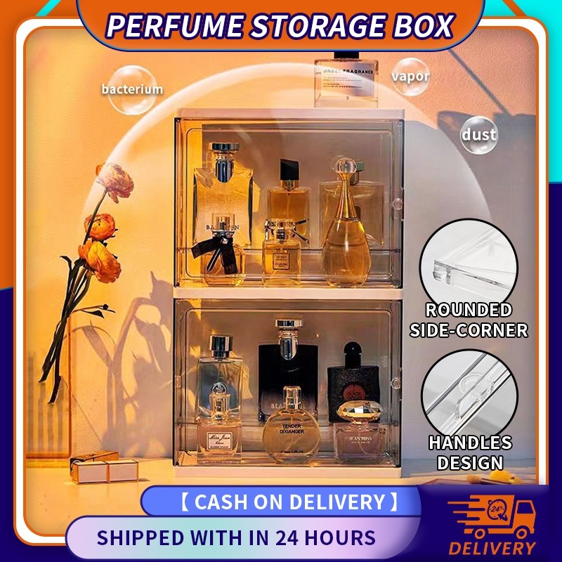 Cosmetics Storage Box Perfume Shelf Dresser Rack Transparent Multi ...