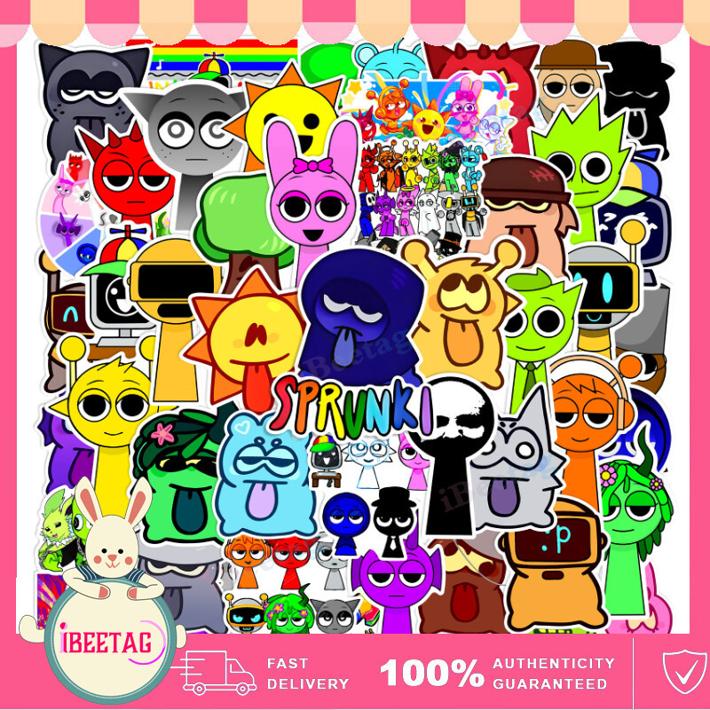216pcs Sprunki Stickers Waterproof Raddy/Oren/Pinki/Brud Incredibox ...