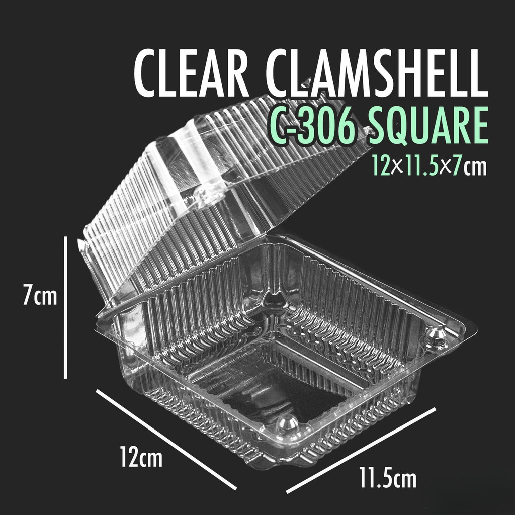 Clear Clamshell Food Container - C306 - Square box, Cakes, Burgers ...