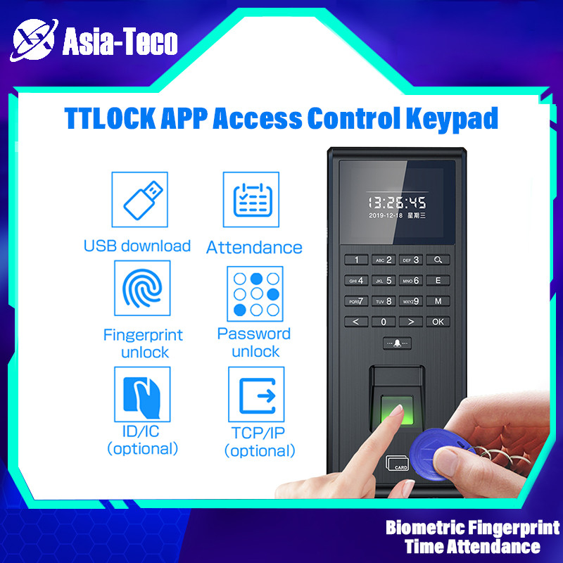 1000User Biometric Fingerprint Access Control Keypad Time Attendance ...