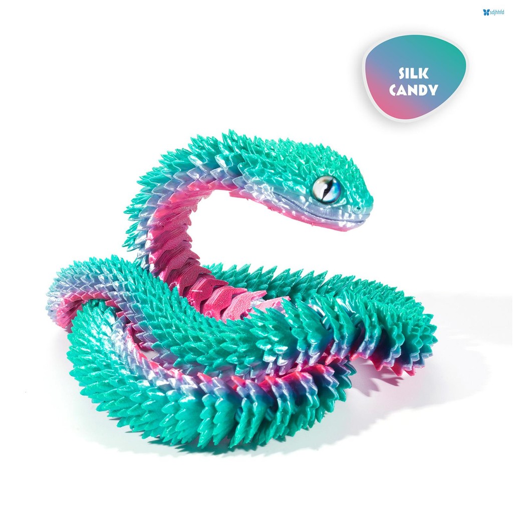 3D Printed Snake 3D Printed Animals 26in Printed Cobra Fidget Toys For Adults 3D Printed Articulated Cobra Flexiable Crystal Snake Toys For Home Office Decor Red Gold