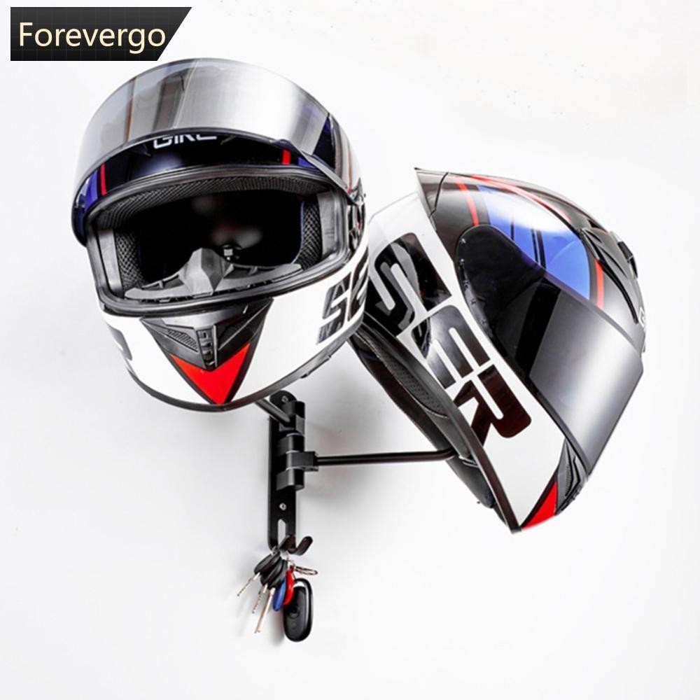 FOREVERGO Motorcycle Helmet Wall Mount Rack with Double Hook 180 ...