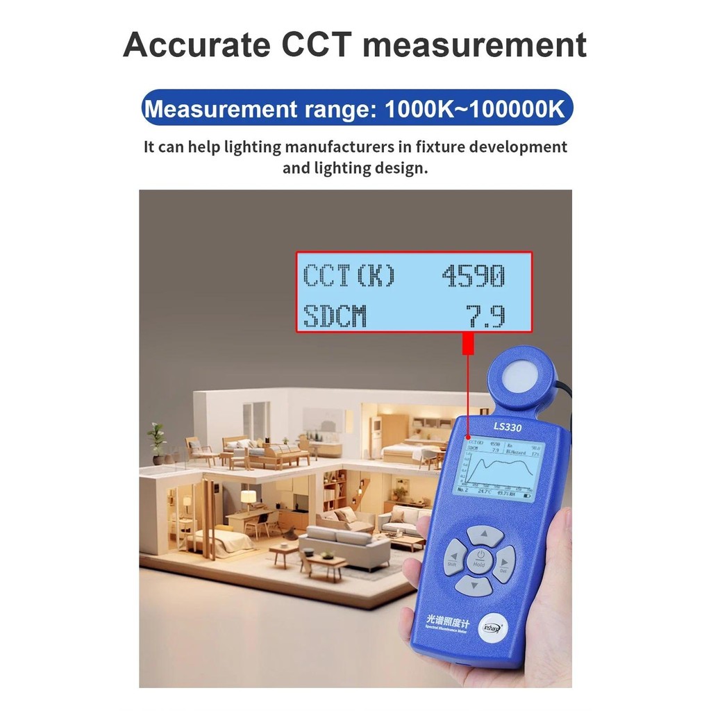 LS330 Spectral Illuminance Meter Luxometer Light Meter Digital CCT UVI ...