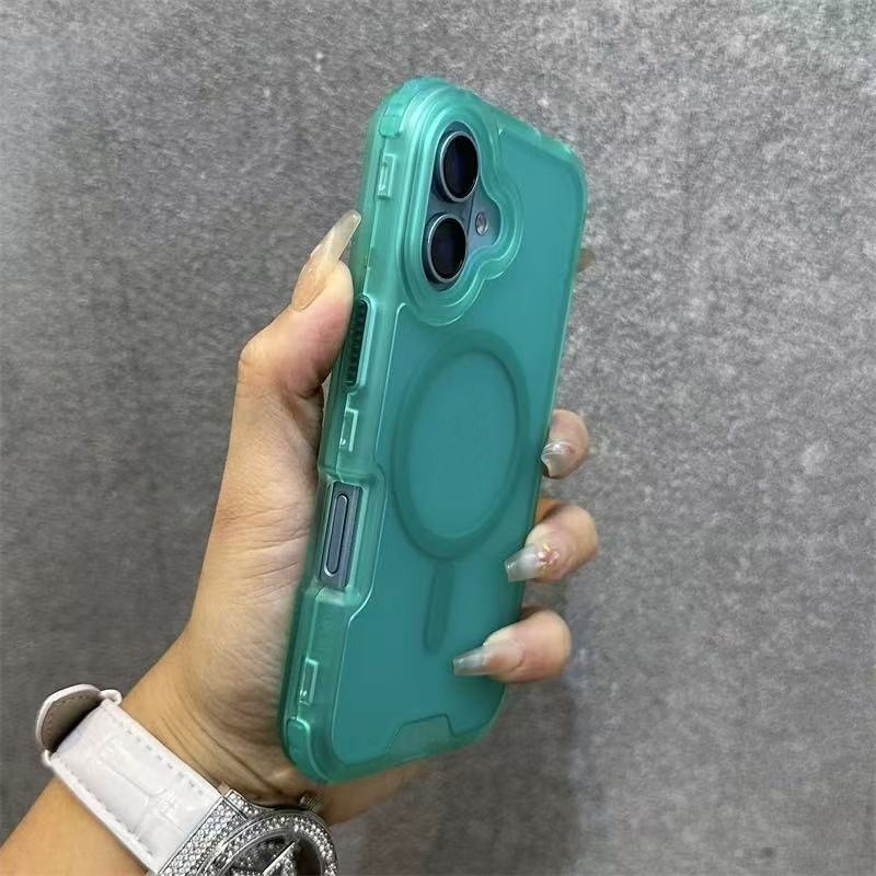 Transparent frosted black 3-in-1 magnetic military anti drop case ...