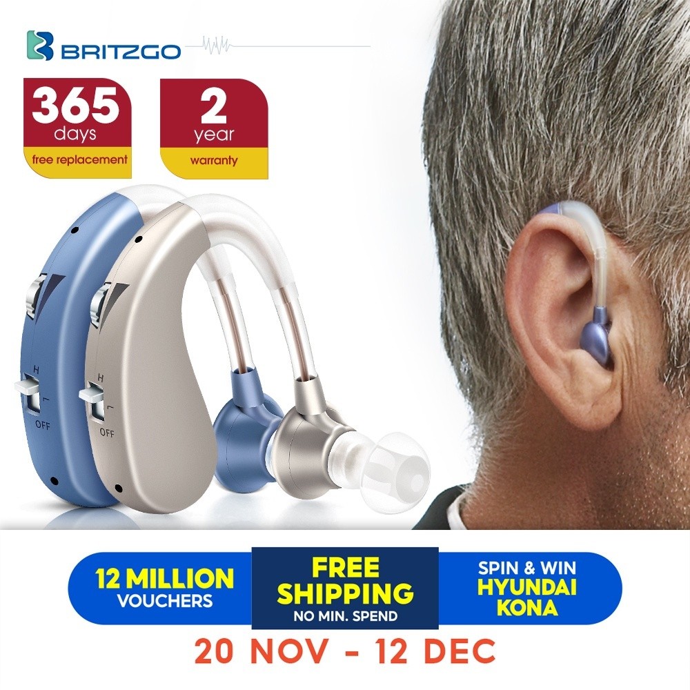 Britzgo Hearing Amplifier Quick Charge USB Dock Gem Blue Single Rechargable Voice Enhancer Gem Blue 1