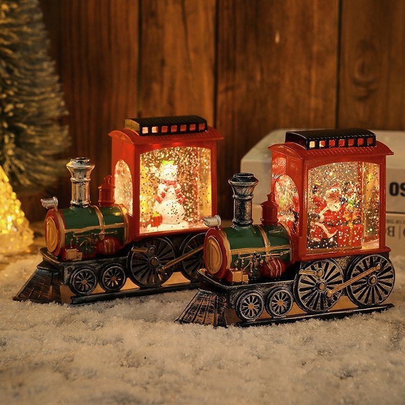 2025 Vintage Christmas Train Music Box Waterfilled Xmas Train Ornament