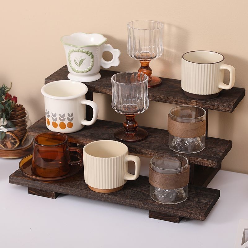 Solid Wood Chinese Teacup Rack Shelf Desktop Ladder Display Rack Tea ...