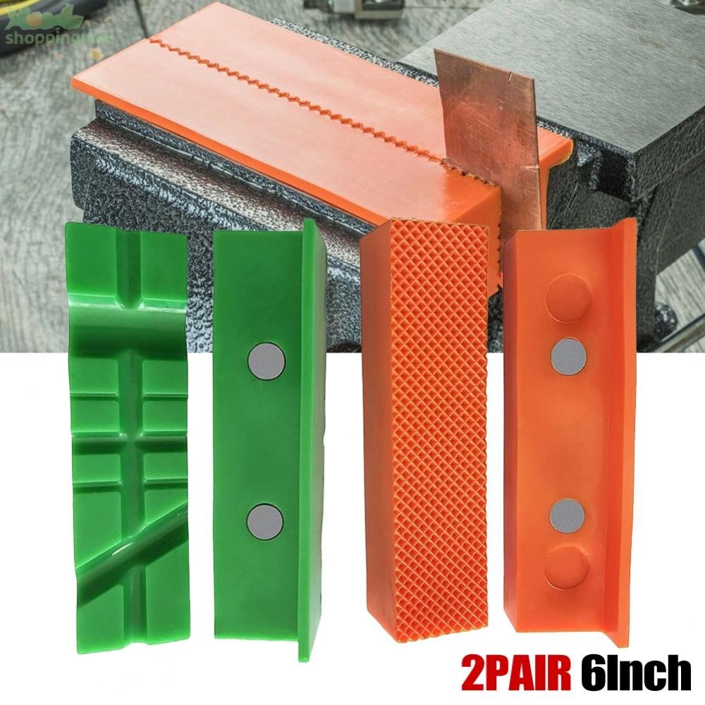 Soft Magnetic Vise Jaw Pads – Protective Rubber Covers For 4/5/6 Inch Bench Vises (2 Pack, Orange)