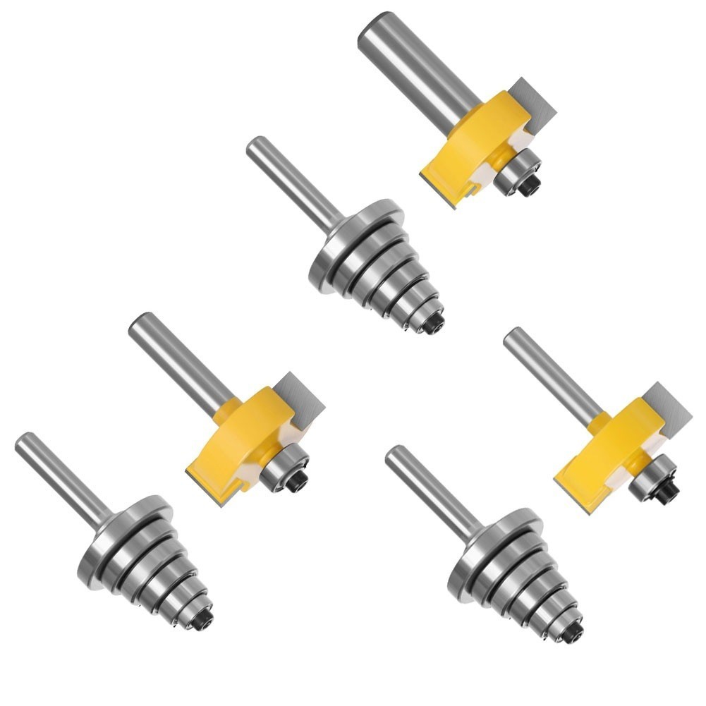 2PCS 6/8/12mm Shank Rabbet Router Bit with 6 Adjustable Bearings (new ...