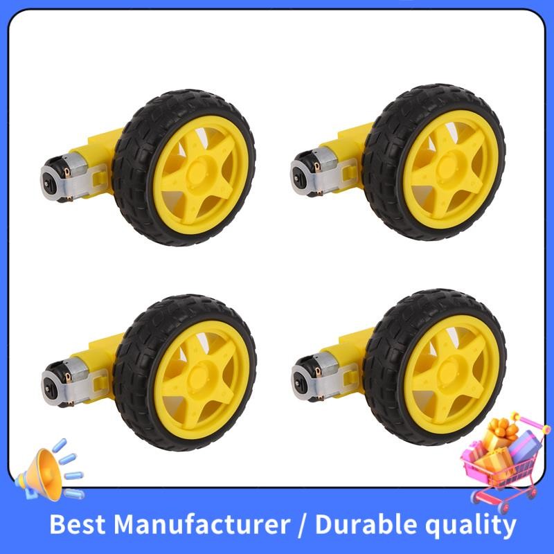 4PCS DC Electric Motor + Plastic TT Motor Tire Wheel Dual Shaft Gear ... - Dnie98 Electric Motor Nylon Wheels