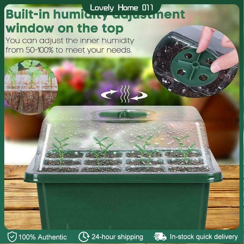 Nursery 12 holes Dome Lid Nursery Germinating Propagating Seedling ...