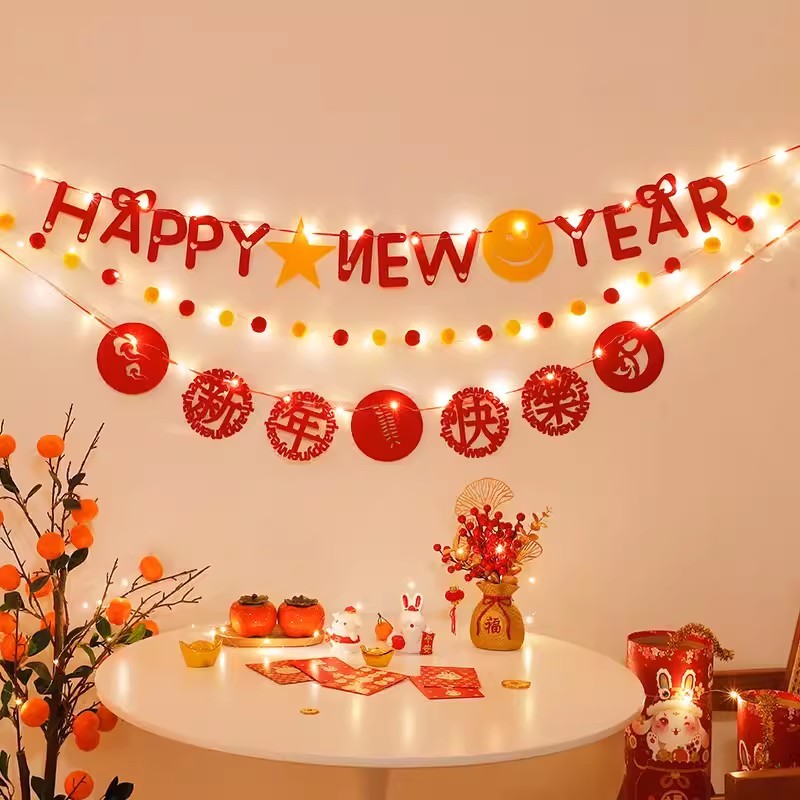 2025 New Year DecorSpring Festive Happy New Year Banner Room Wall