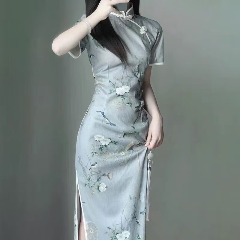 sachin and babi light blue dress 🖤 Chinese inspired cocktail dress. 🥡🙌🏽 Available custom made to your  size on www.vavumm.com . . . . model: @thedomburnett_ 📸: @thekenneib main image 0
