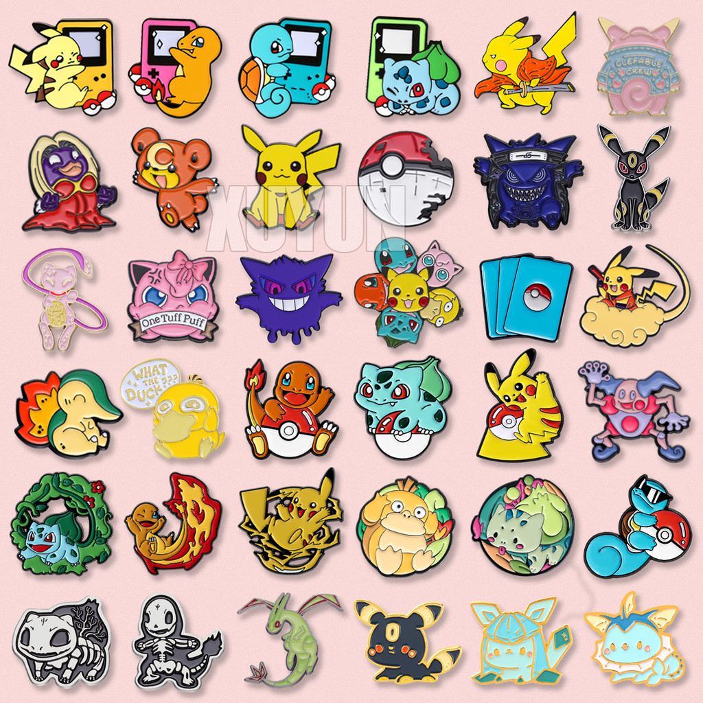 Anime Game Pokémon Enamel Lapel Pins Cartoon Cute Elf Metal Brooches ...
