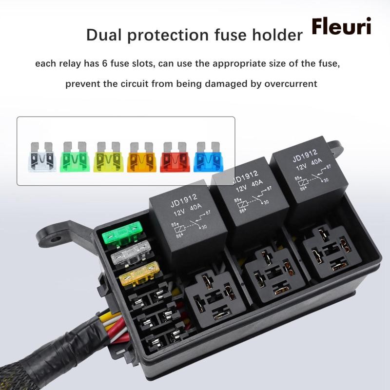 [Fleurir] Generic 12V Component Garage Boat Maintenance Relay Fuse Box ...