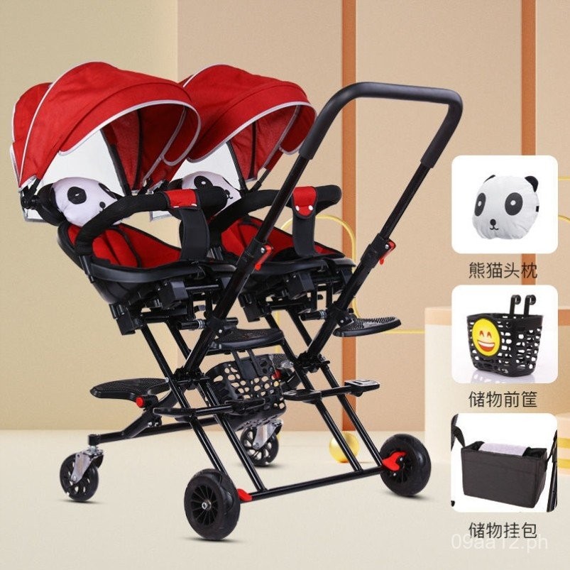 Two-Child Stroller Artifact Twin Baby Stroller Lightweight Baby Walking ...