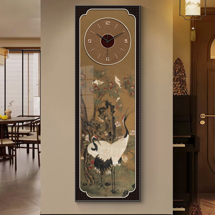 Chinese Style Entrance Painting2024New French Retro Clock Wall-Mounted ...