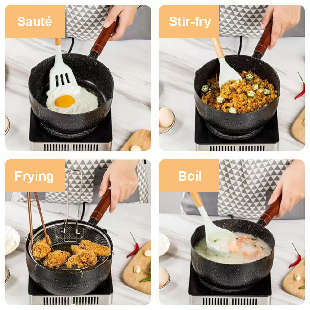 ♚WM♚ Nonstick Medical Stone pot 16/18/20/22CM Milk Cooking Pot with Lid ...