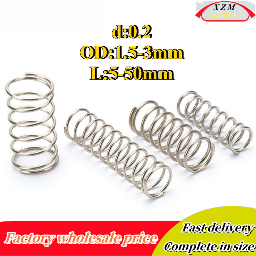 10pcs compression spring SUS304 0.2mm OD1.5/2/2.5/3mm Length 5-50mm ...