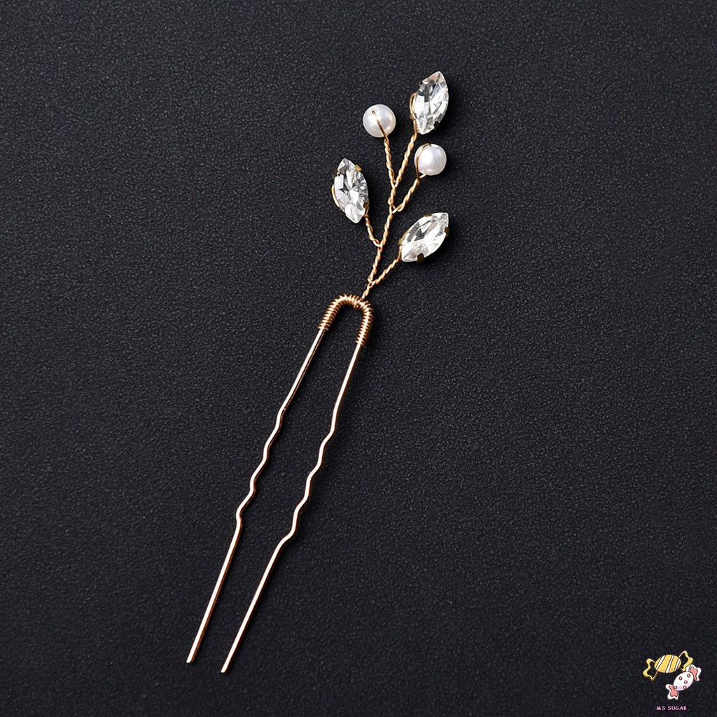 6 Pieces U Shaped Hair Pins Wedding Rhinestones Hair Piece Updos Hair ...