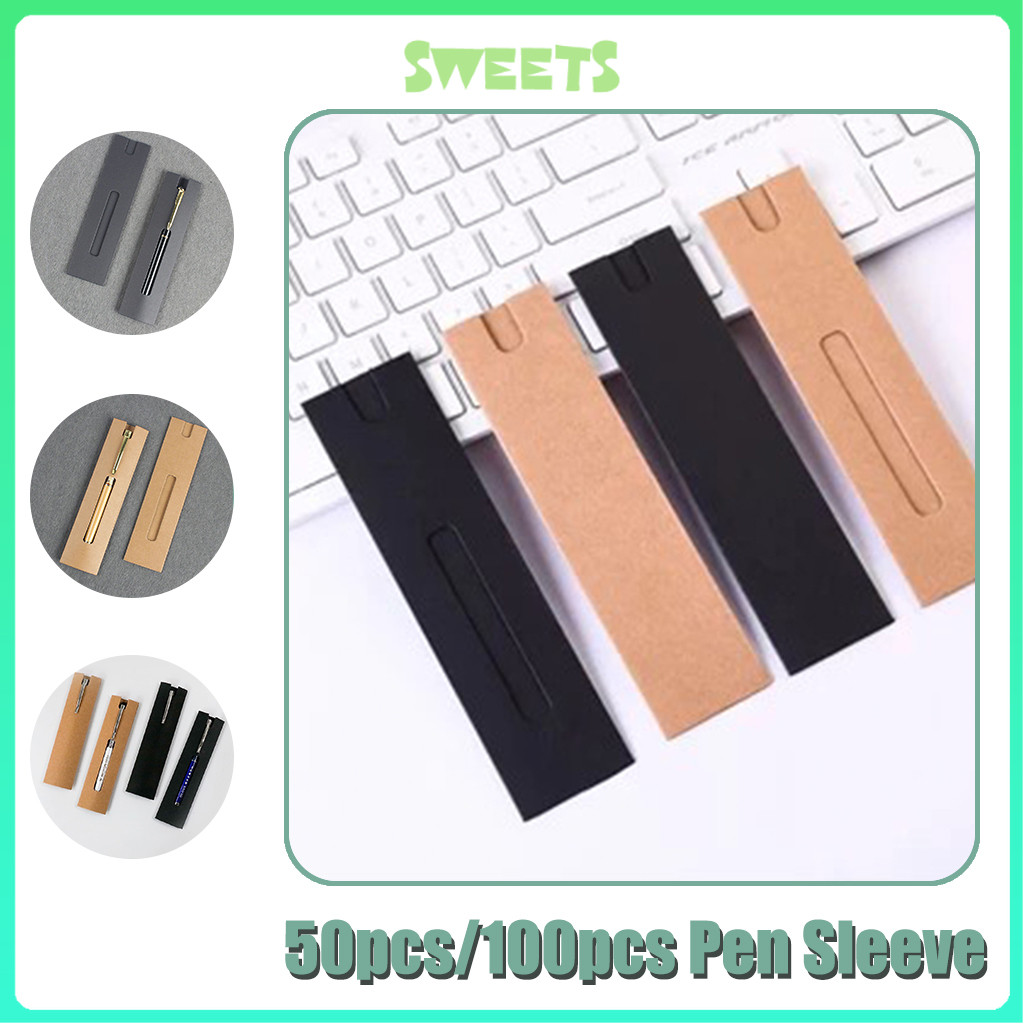 50pcs/100pcs Pen Sleeves Kraft Pen Case Pencil Packaging Bag Signature ...
