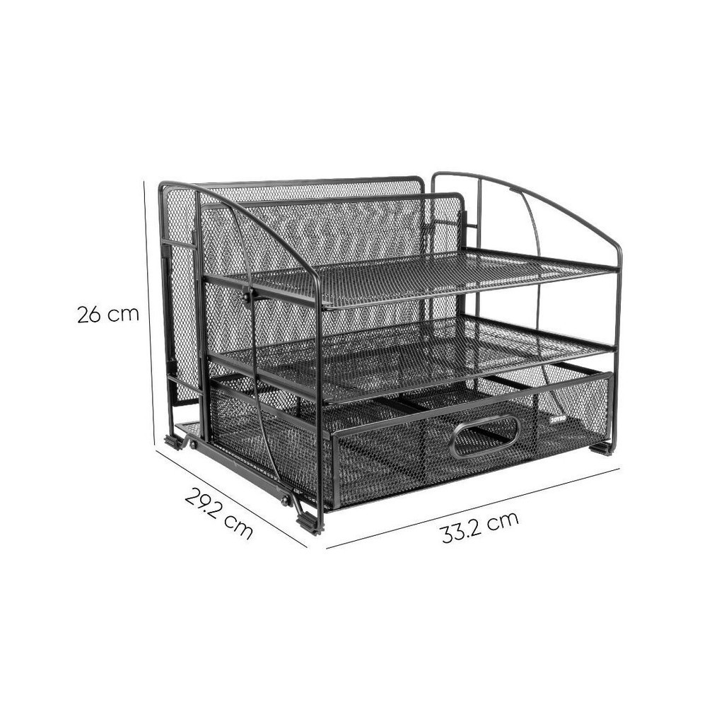 Stationery and Paper Stacking Rack / Desk Set / Iron Net Desk Organizer ...