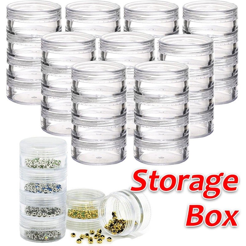 5 Layer Plastic Jewelry Organizer / Transparent Round Storage Box ...